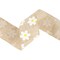 2 1/2" Wired Ribbon | Natural Linen w/ White Daisy | 10 Yard Roll